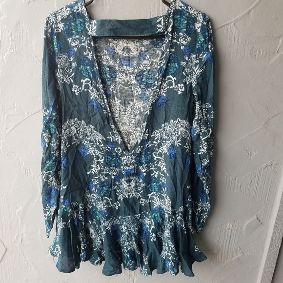 Free People green floral mini dress XS - Picture 2 of 8